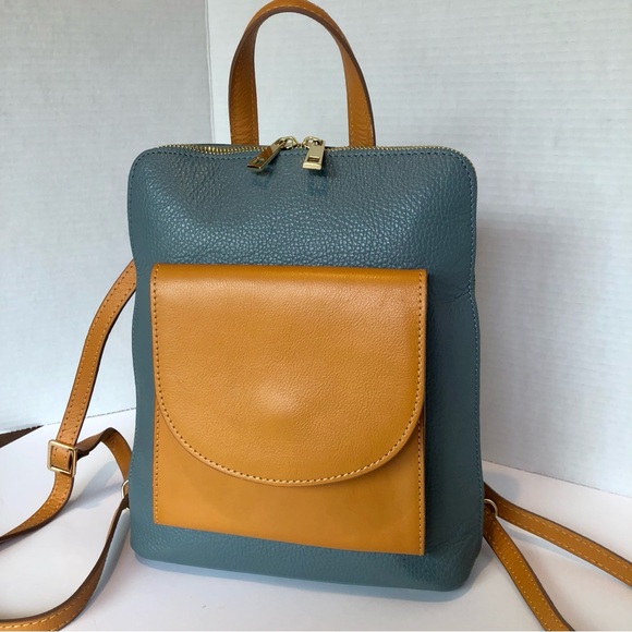 Vintage Divina‎ Firmeza Made in Italy 100% pebble leather backpack / crossbody - Picture 1 of 14